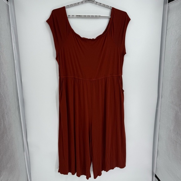 Torrid Jumpsuit Size 6X Super Soft Knits Stretch Culotte Off Shoulder Brick Red - Picture 6 of 9